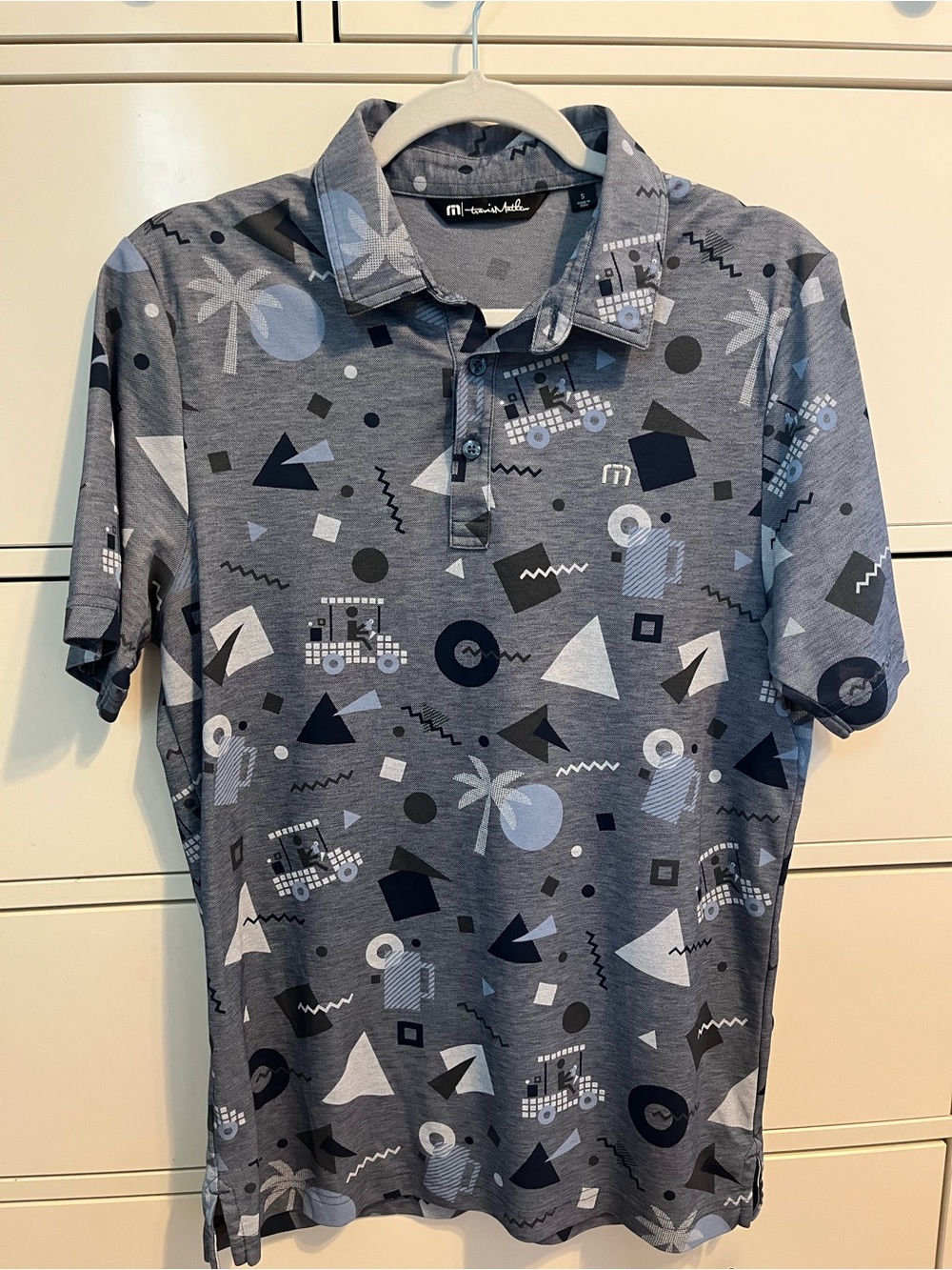 Gray Geometric Travis Mathew Golf Polo